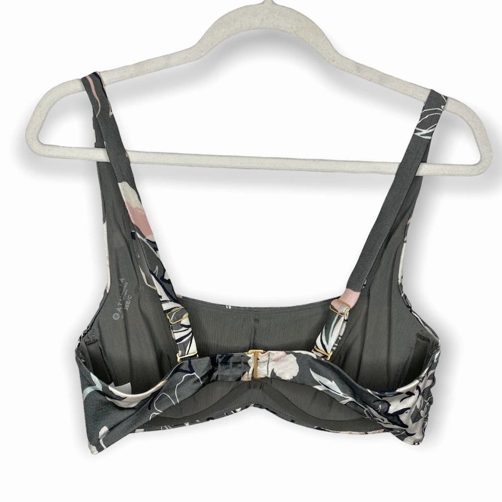 Athleta Aqualuxe Floral Wildflower Adjustable Bra-Sized Bikini Top 36B/C Gray - Picture 12 of 12